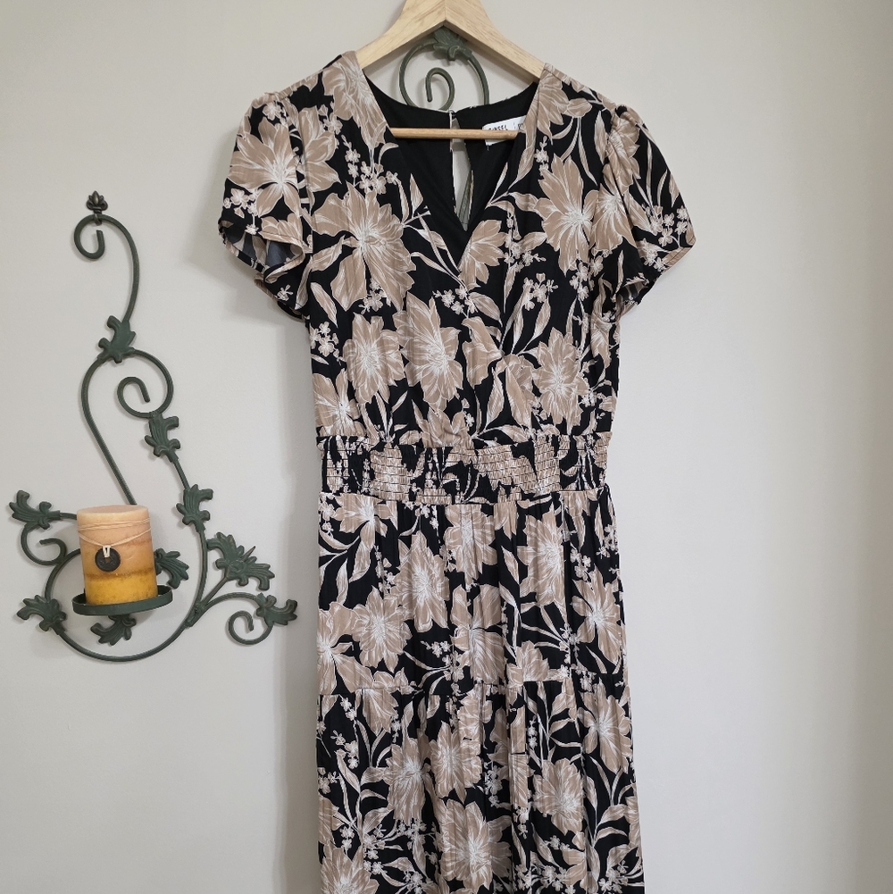 Tinsel Black and Cream Floral Maxi Dress